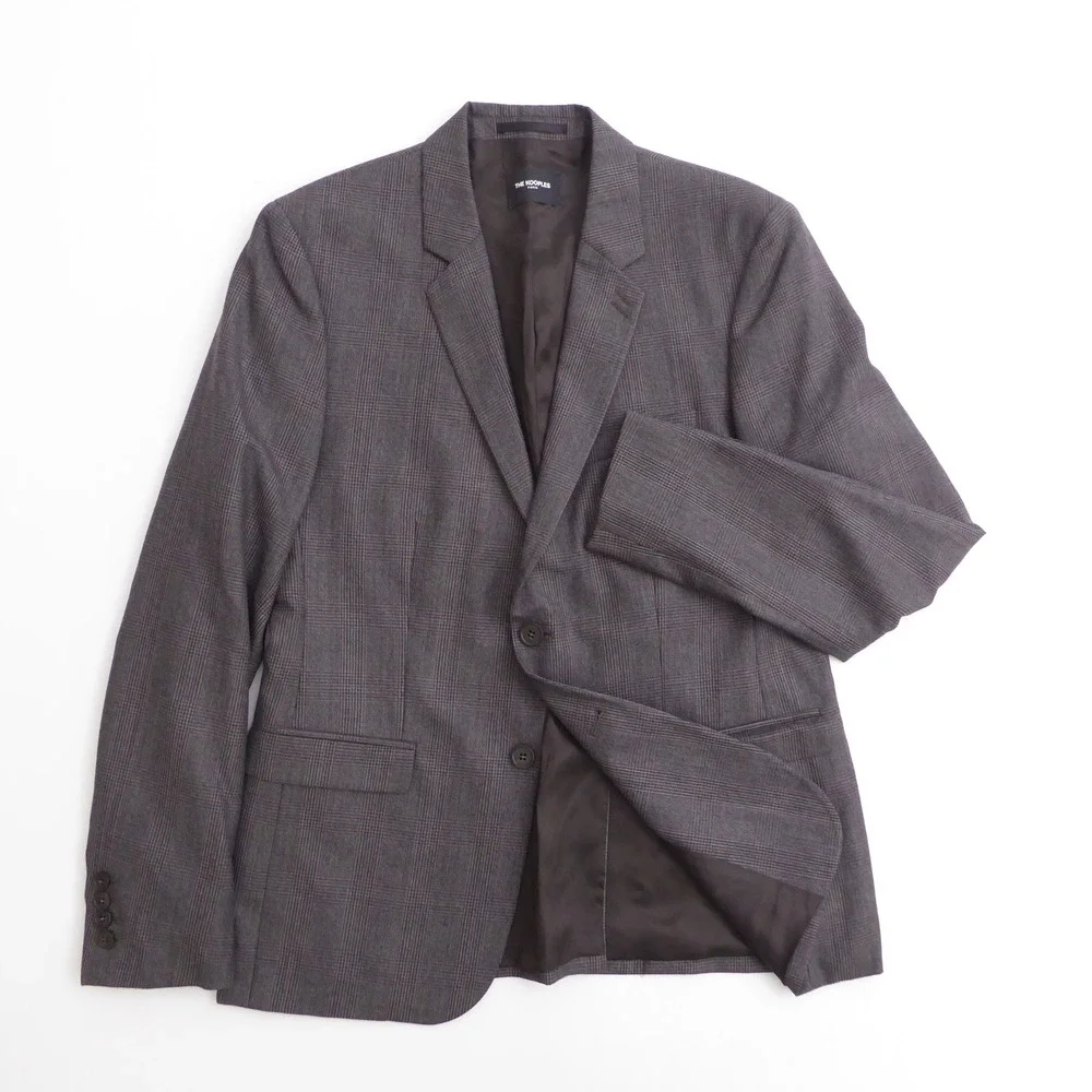 The Kooples Mens Groovy Suit Blazer Gray Plaid Slim Fit Wool 38 US / 48 Italian